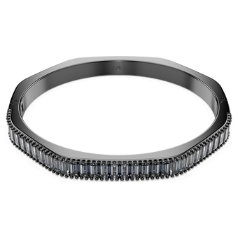 swarovski matrix bangle  baguette cut  gray  ruthenium plated
