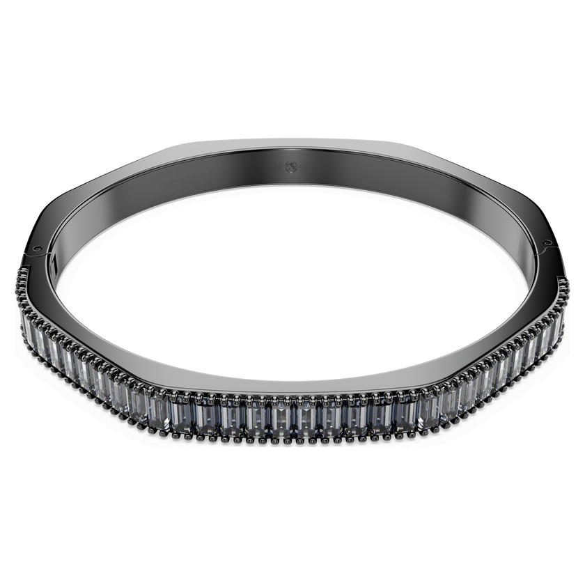 swarovski matrix bangle  baguette cut  gray  ruthenium plated