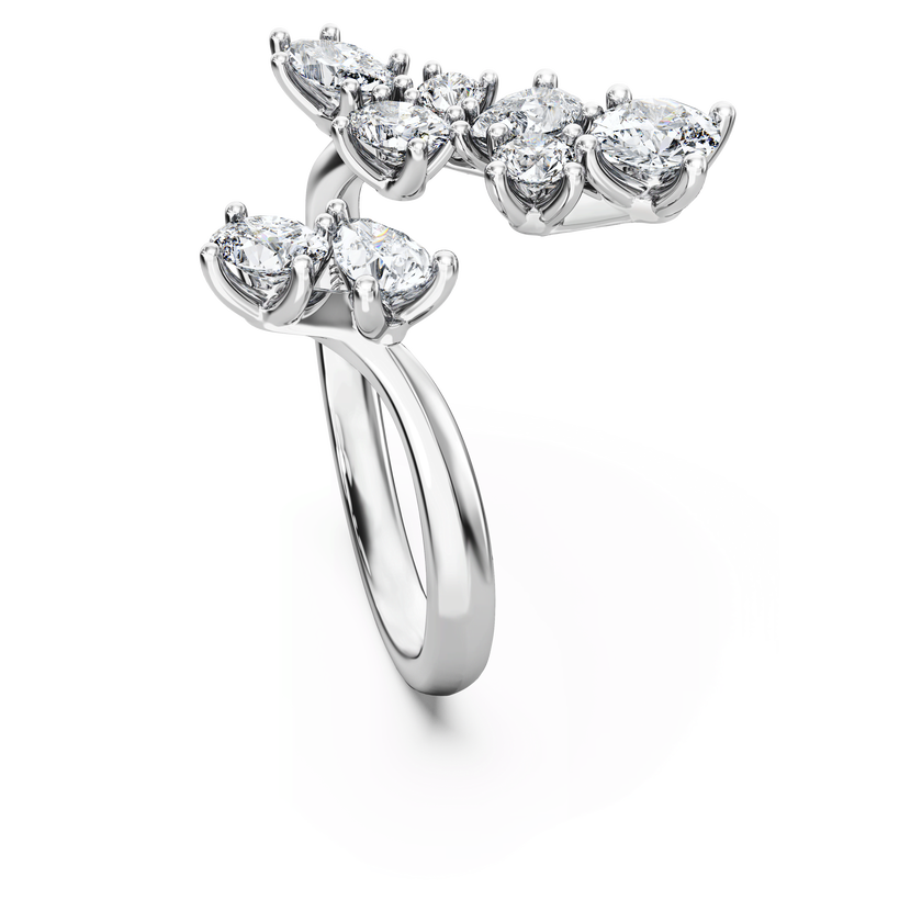 swarovski galaxy bypass ring  lab grown diamonds 1 25 ct tw  mixed shapes  18k white gold