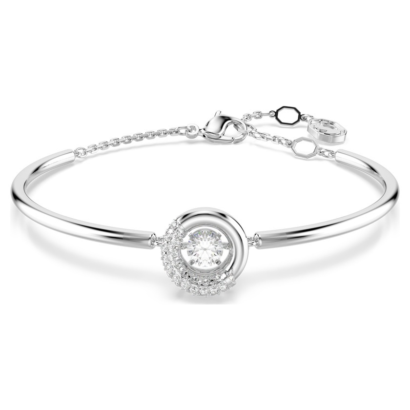 swarovski dextera bangle  round cut  white  rhodium plated