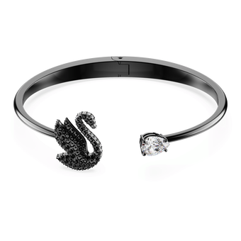 swarovski swan bangle swan black ruthenium plated