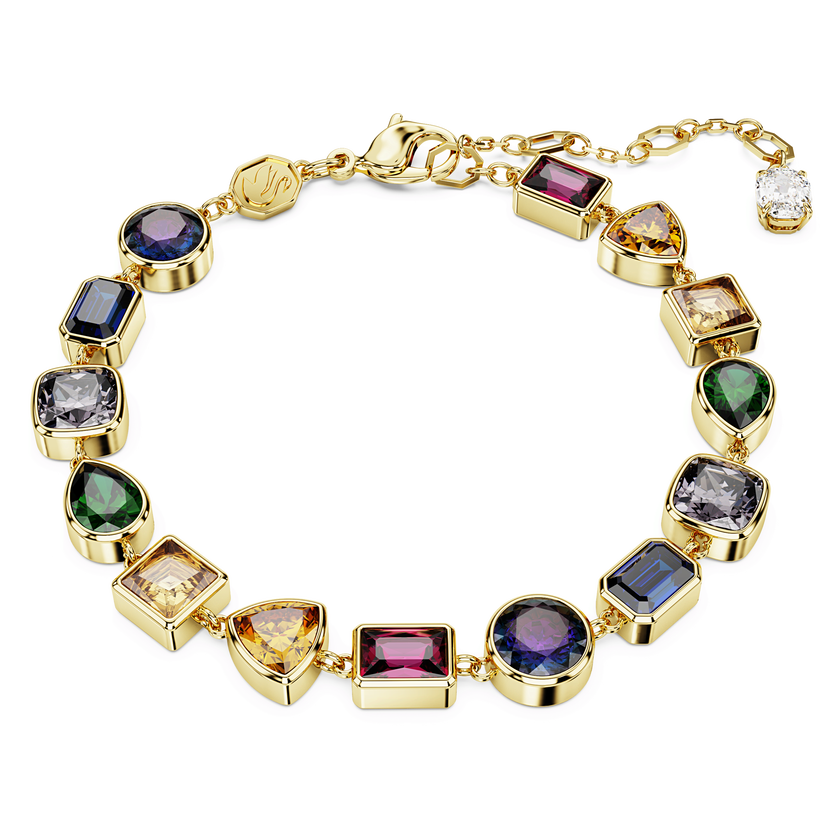 swarovski imber tennis bracelet  mixed cuts  multicolored  gold tone plated