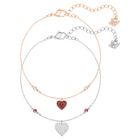 swarovski crystal wishes bracelet set 2 heart red mixed metal finish