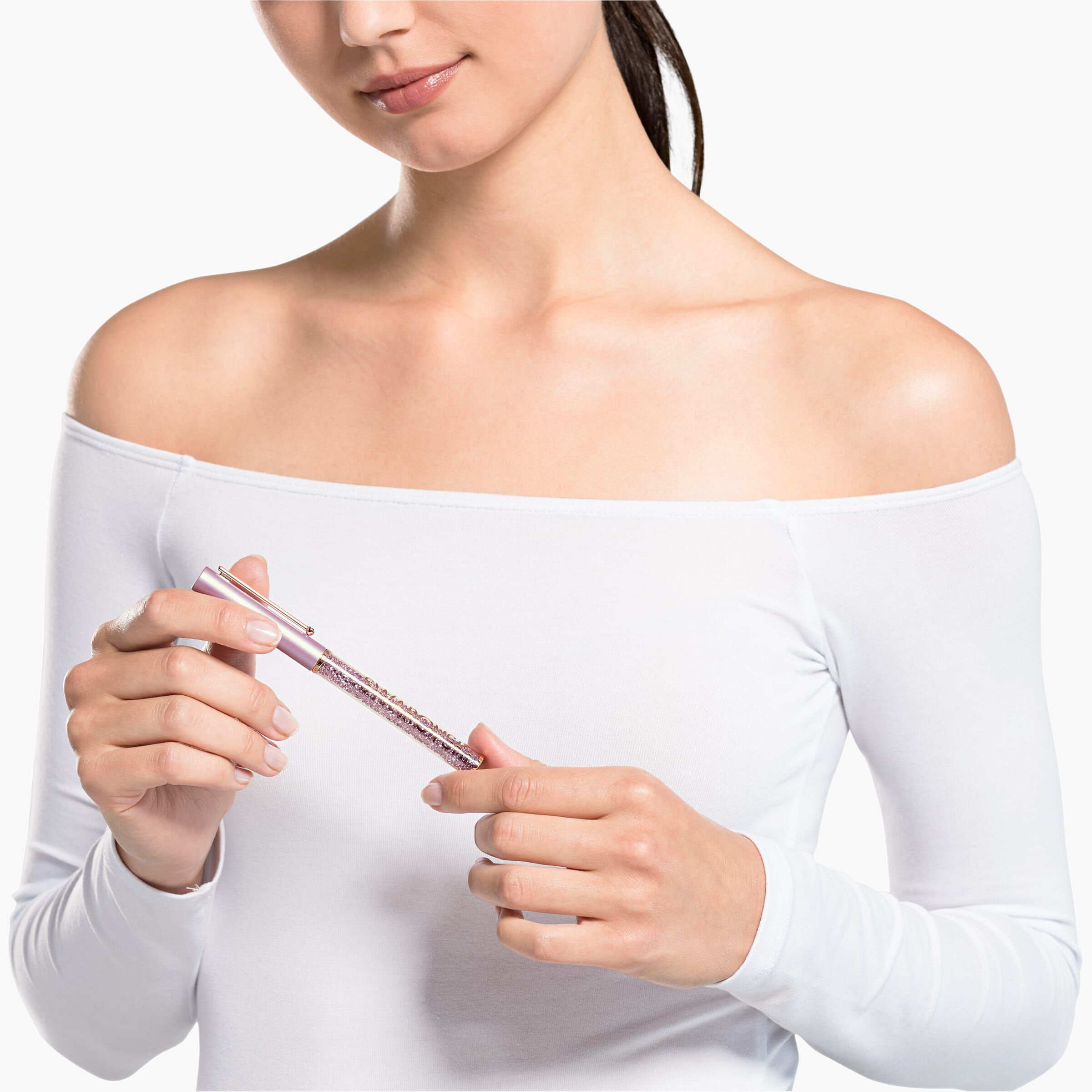 swarovski crystalline gloss ballpoint pen  purple  purple lacquered  rose gold tone plated