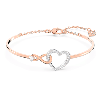 swarovski hyperbola bangle infinity and heart white mixed metal finish