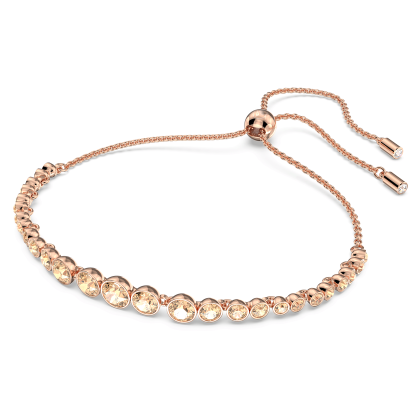swarovski emily bracelet  mixed round cuts  pink  rose gold tone plated