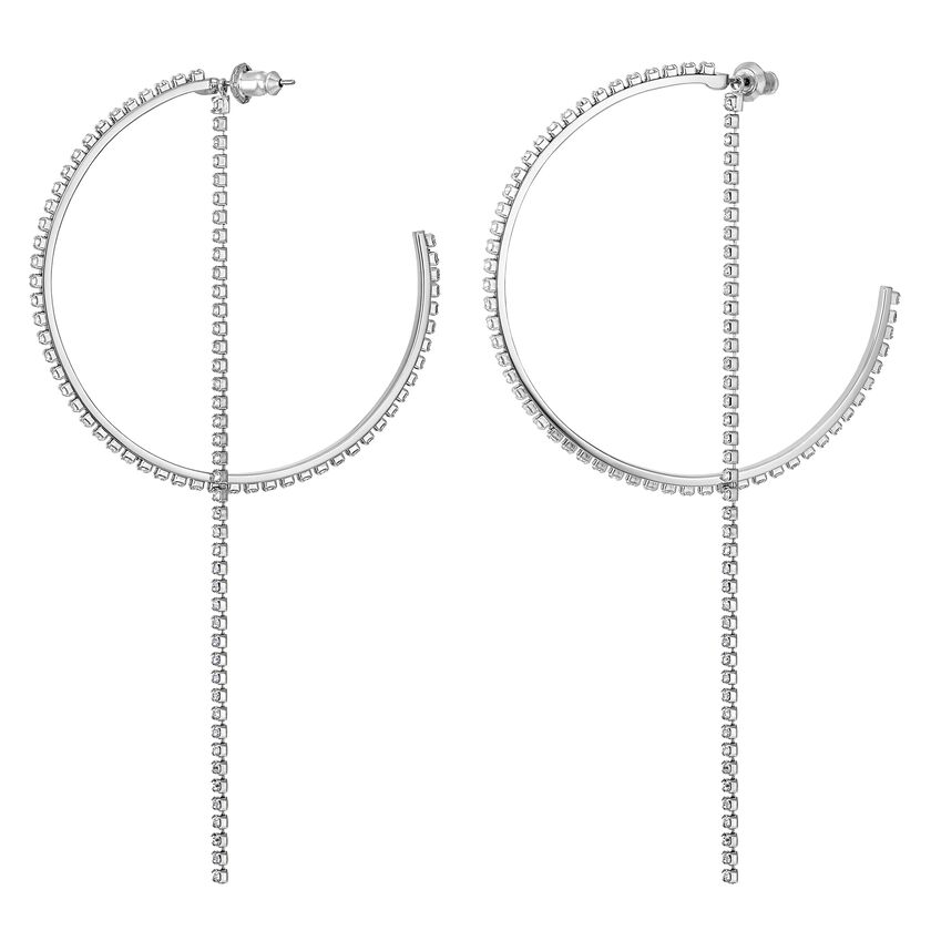 Fit Hoop Pierced Earrings, White, Stainless steel