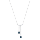 Vintage Y Necklace, White, Rhodium plating