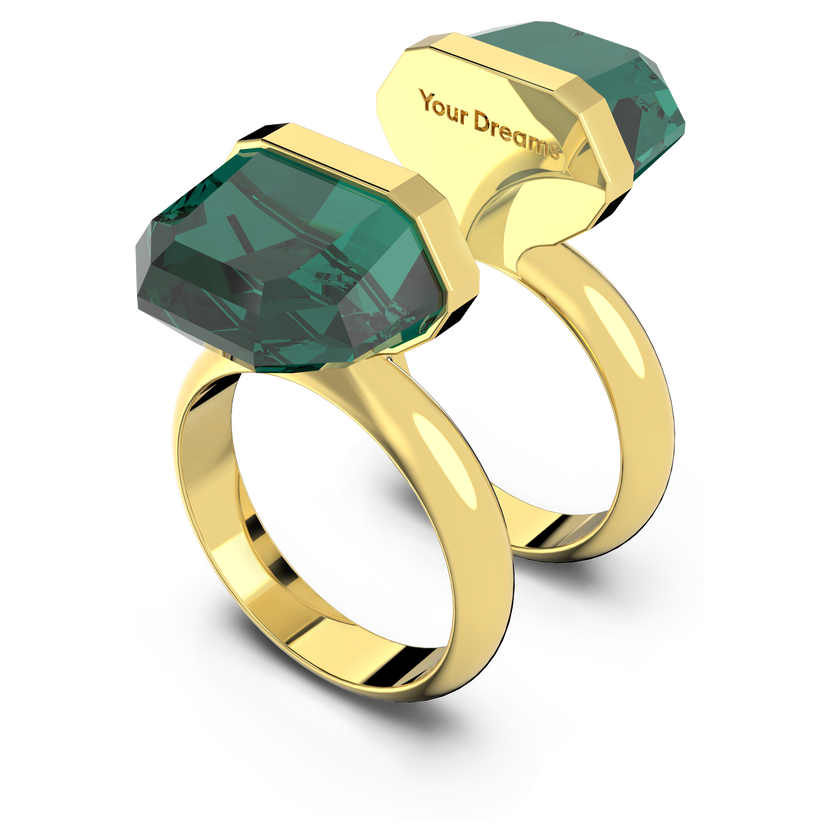 swarovski lucent ring  magnetic  green  gold tone plated