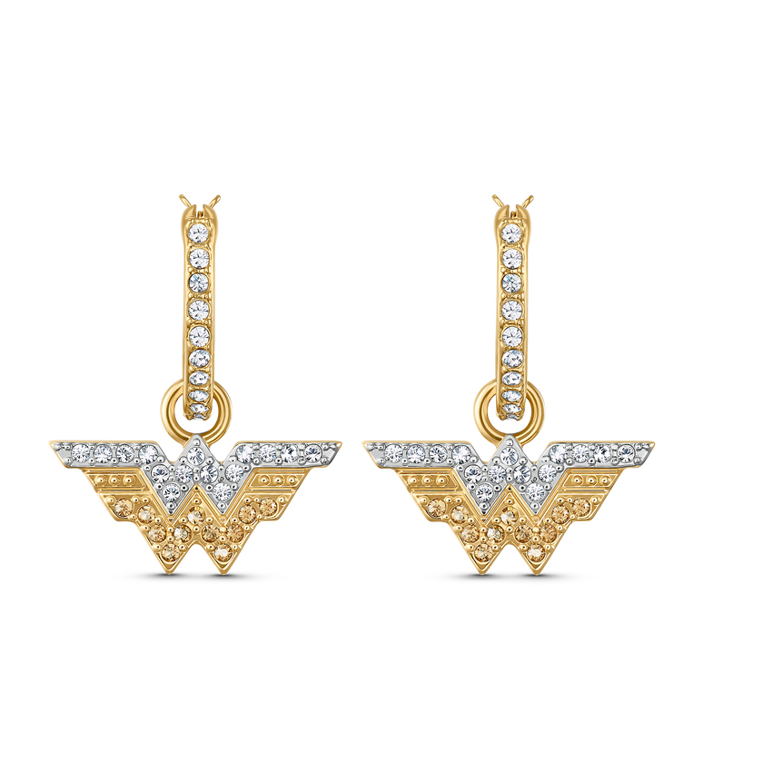 Fit Wonder Woman Hoop Pierced Earrings, Gold tone, Mixed metal finish