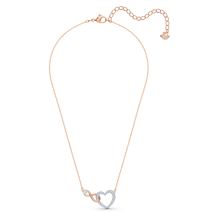 swarovski infinity heart set  white  mixed metal finish