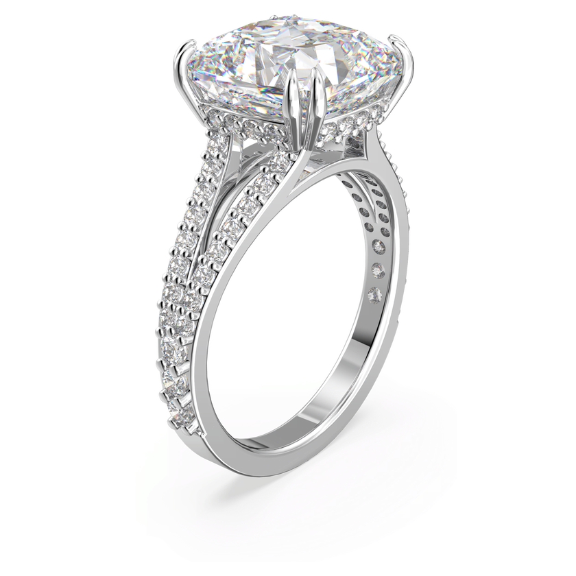 swarovski stilla cocktail ring  square cut  pav   white  rhodium plated