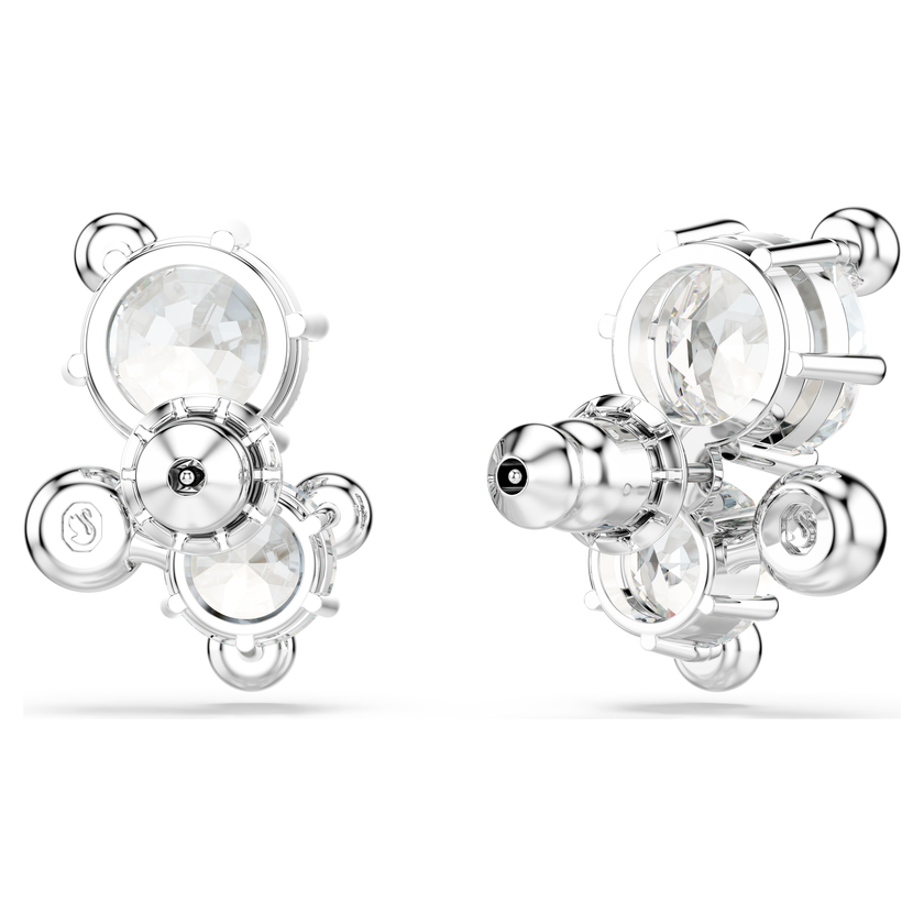 swarovski constella stud earrings  round cut  white  rhodium plated