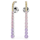swarovski matrix drop earrings  gradient of round cuts  multicolored  rhodium plated