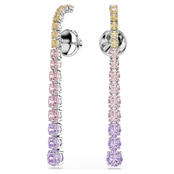 Matrix drop earrings, Gradient of round cuts, Multicolored, Rhodium plated swarovski matrix drop earrings gradient of round cuts multicolored rhodium plated