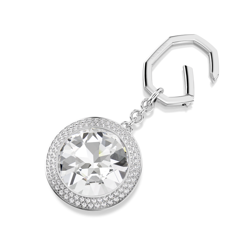 swarovski bag charm  round cut  white  rhodium plated