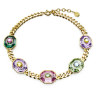 swarovski chroma choker mixed cuts multicolored gold tone plated
