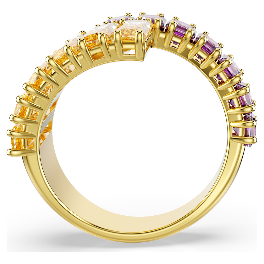 swarovski matrix ring  mixed cuts  multicolored  gold tone plated