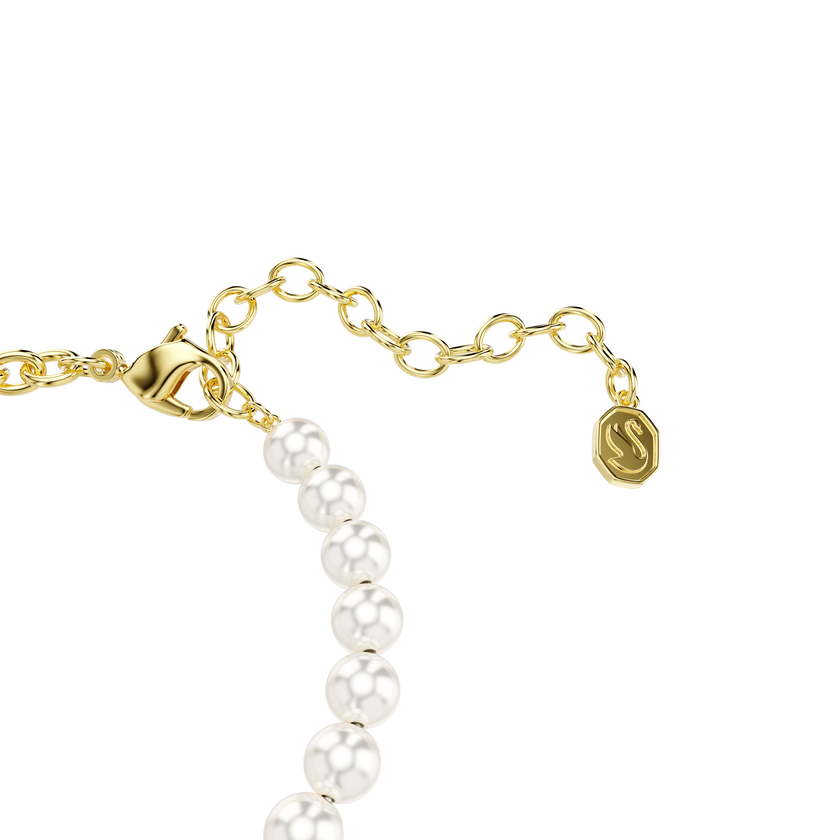 swarovski idyllia bracelet  crystal pearl  round cut  teddy  gold tone  gold tone plated