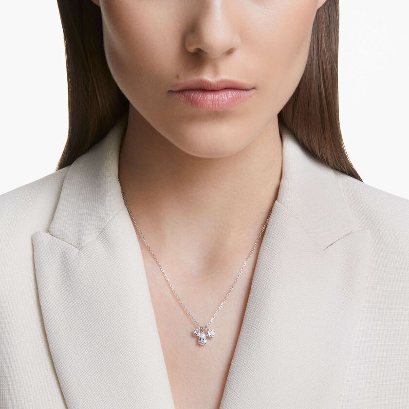 swarovski mesmera pendant  mixed cuts  cluster  white  rhodium plated