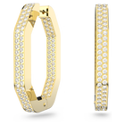 Dextera hoop earrings, Octagonal, White, Gold-tone plated