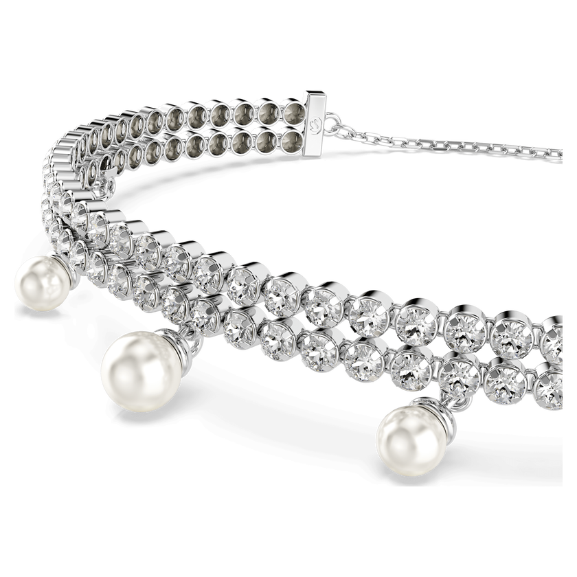 ariana grande x swarovski bracelet  crystal pearl  round cut  white  rhodium plated