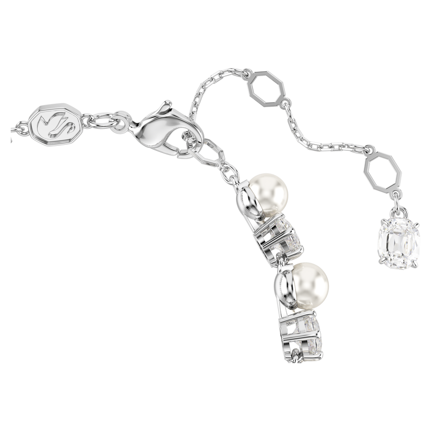swarovski matrix tennis bracelet  crystal pearl  round cut  white  rhodium plated
