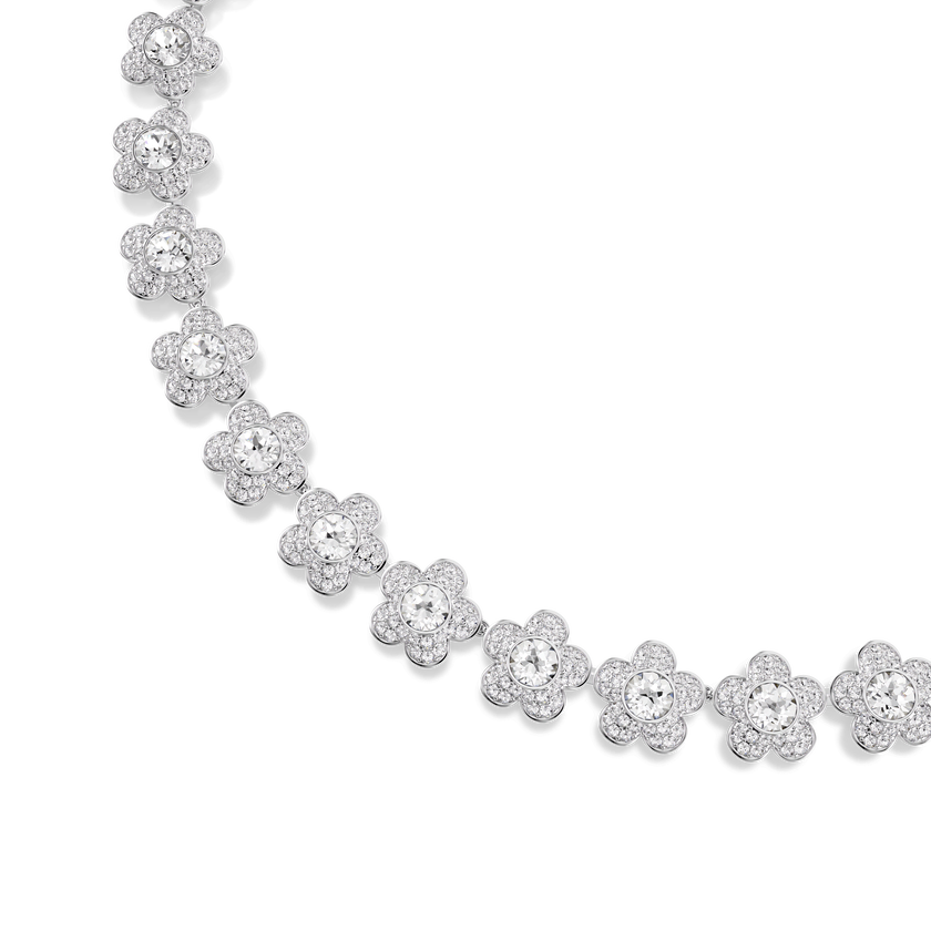 ariana grande x swarovski necklace  round cut  flower  white  rhodium plated