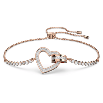 swarovski lovely bracelet heart white rose gold tone plated