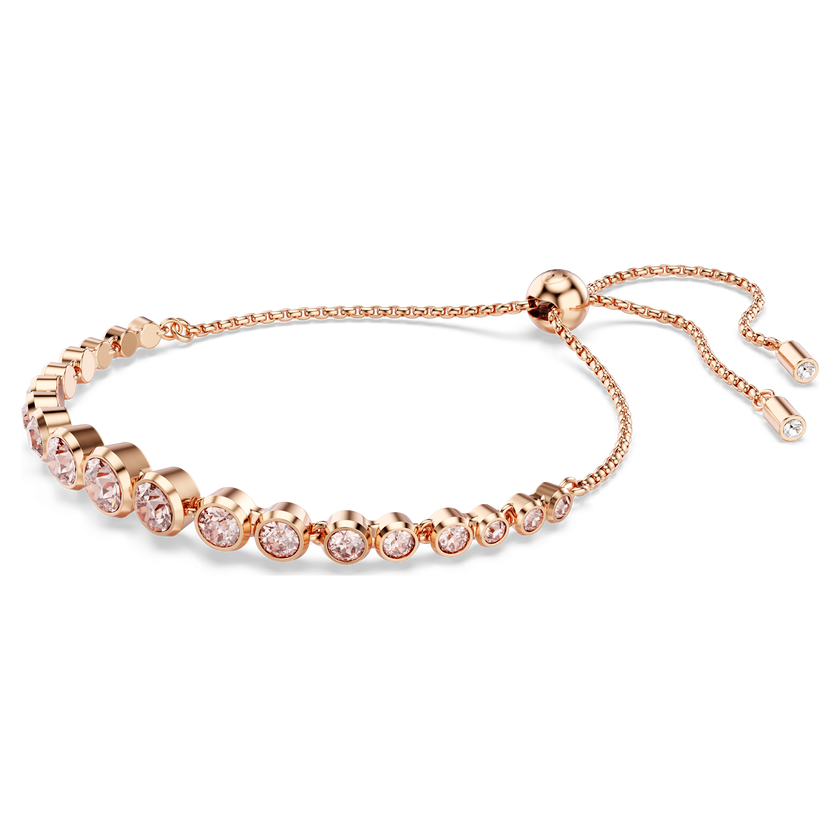 swarovski imber tennis bracelet  mixed round cuts  pink  rose gold tone plated
