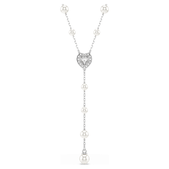 ariana grande x swarovski y necklace  mixed cuts  heart  white  rhodium plated