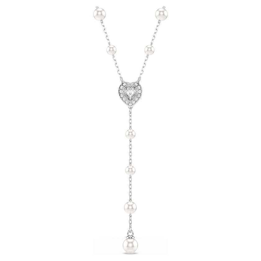 ariana grande x swarovski y necklace  mixed cuts  heart  white  rhodium plated