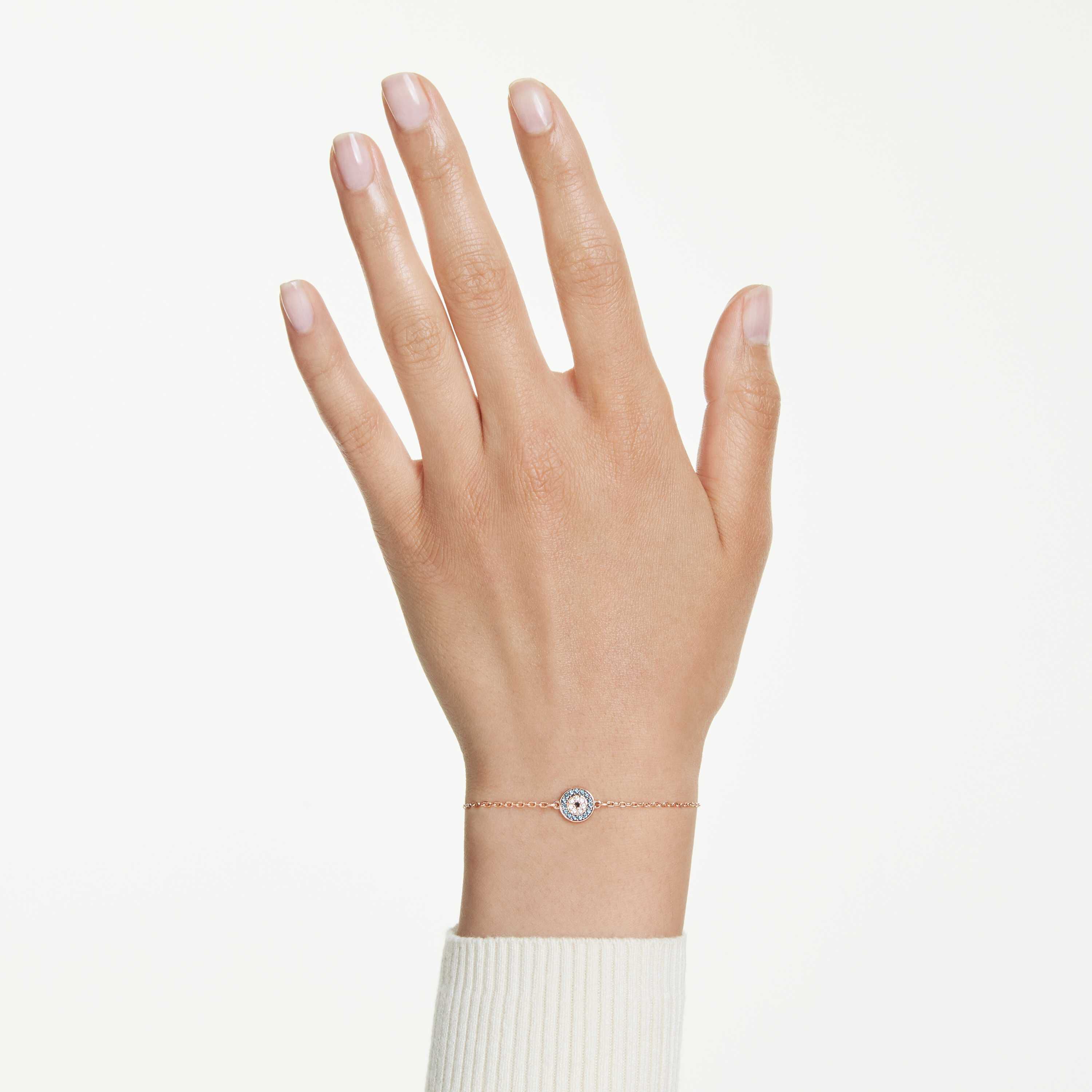 swarovski luckily bracelet  pav   eye  blue  rose gold tone plated