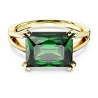 swarovski stilla cocktail ring rectangular cut green gold tone plated