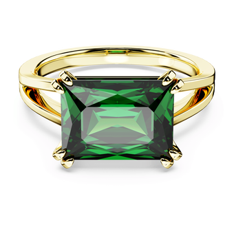 swarovski stilla cocktail ring  rectangular cut  green  gold tone plated