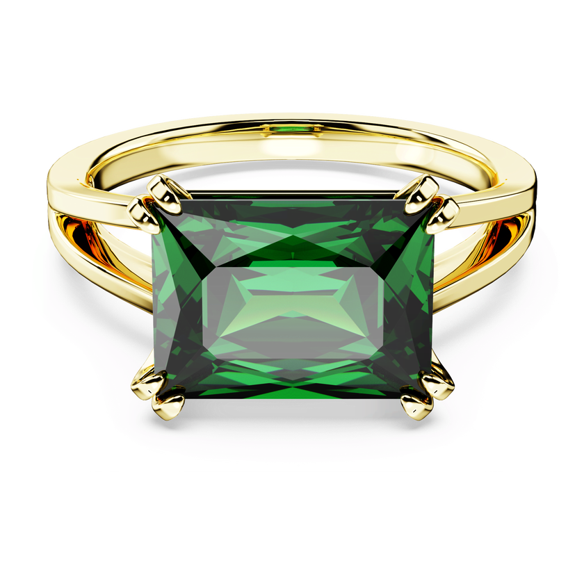 swarovski stilla cocktail ring  rectangular cut  green  gold tone plated