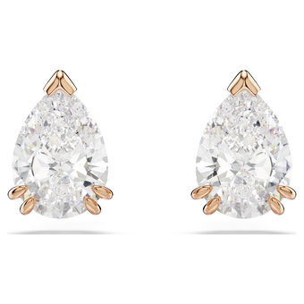 swarovski stilla stud earrings pear cut white rose gold tone plated