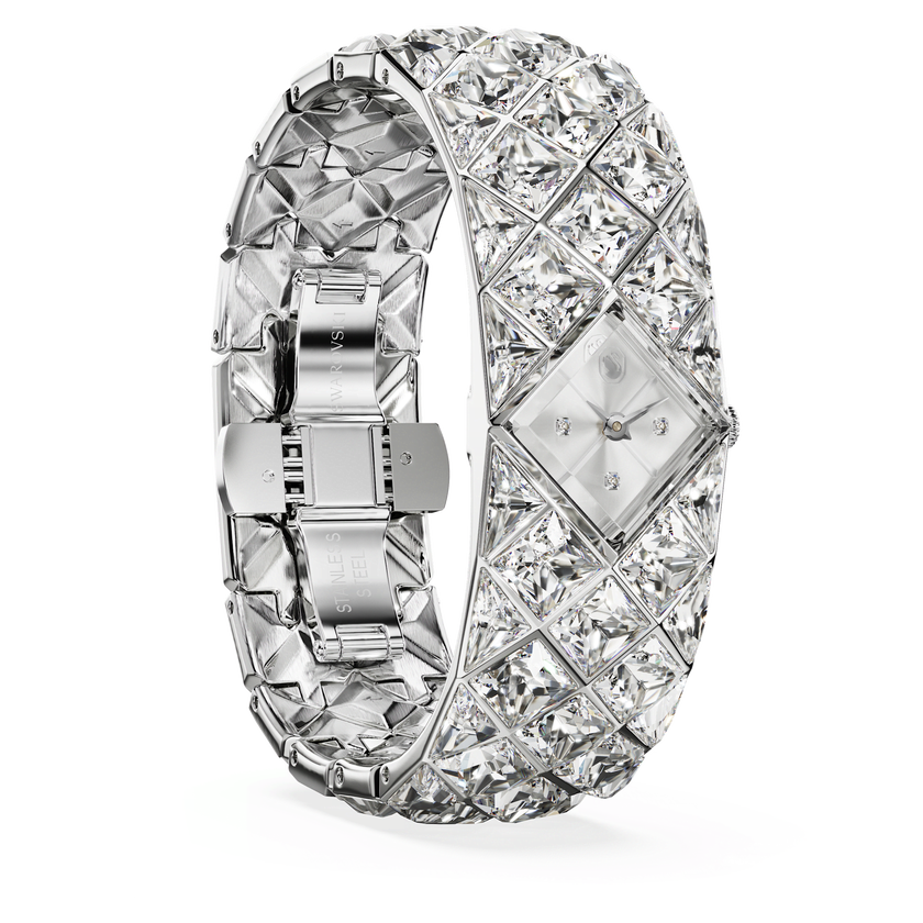 swarovski curiosa bangle watch  crystal bracelet  silver tone  stainless steel