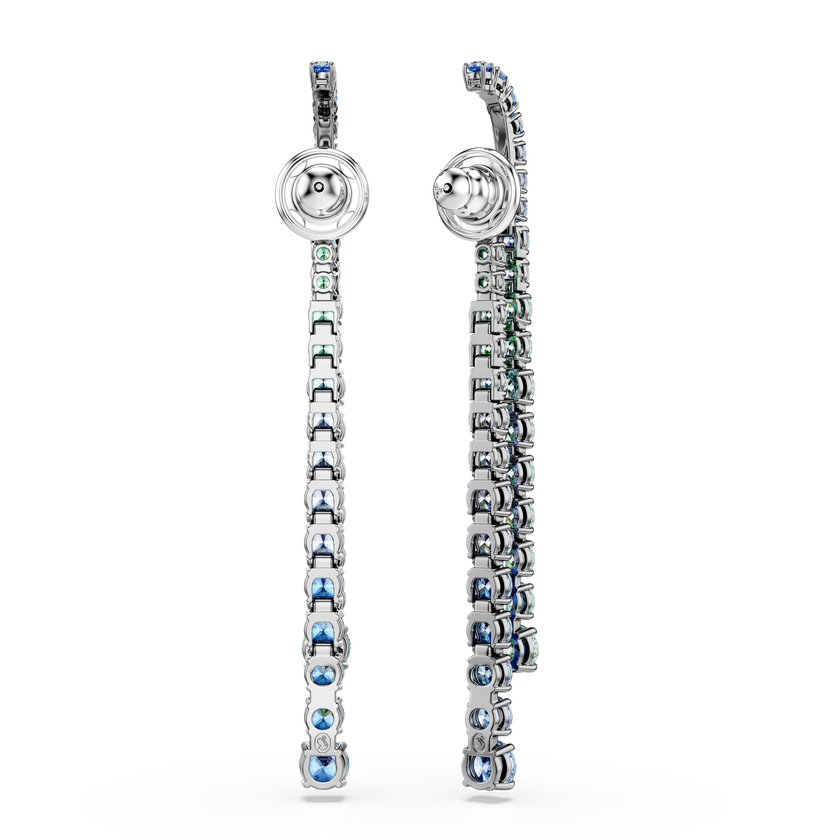 swarovski matrix drop earrings  gradient of round cuts  multicolored  ruthenium plated