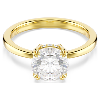 swarovski stilla attract cocktail ring round cut white gold tone plated