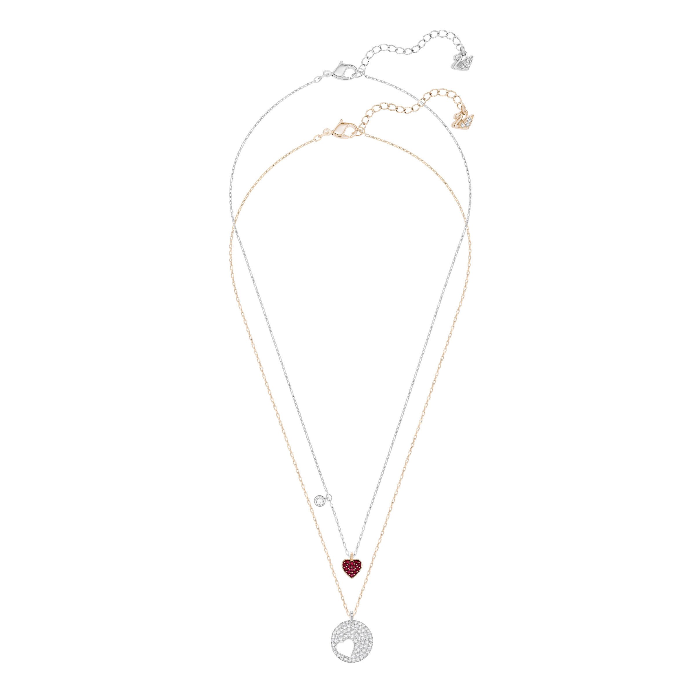 swarovski crystal wishes pendant  set  2   heart  red  mixed metal finish