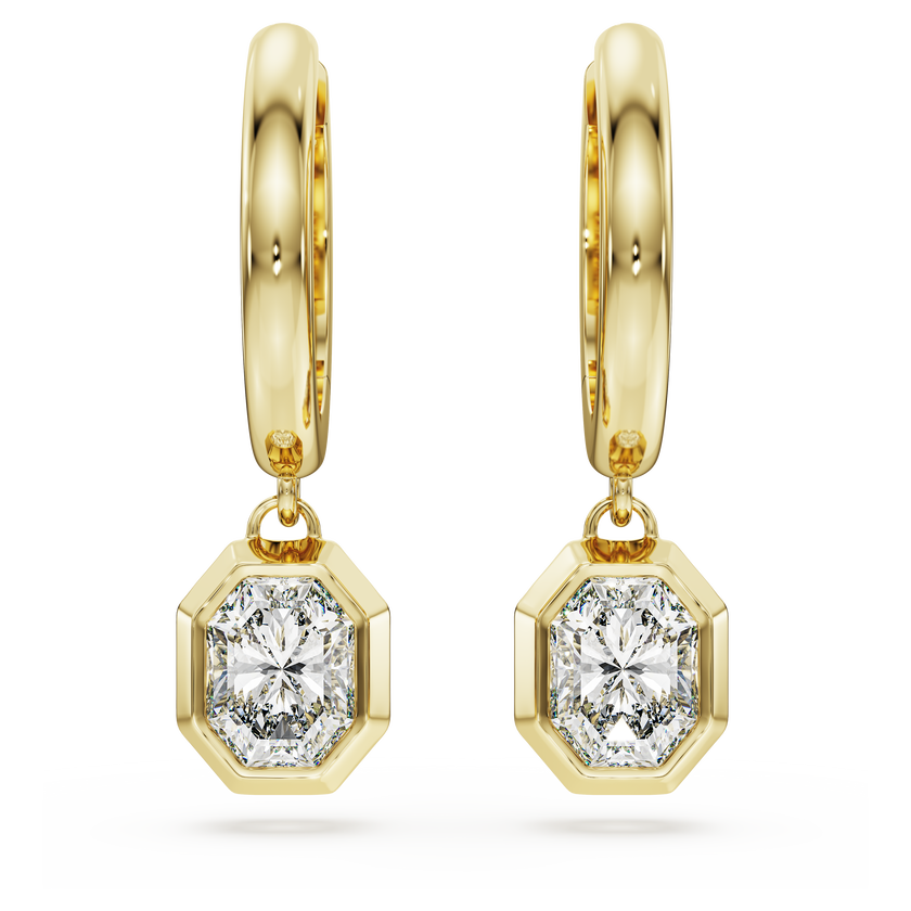 swarovski octagon drop earrings  lab grown diamonds 1 0 ct tw  octagon shape  18k yellow gold
