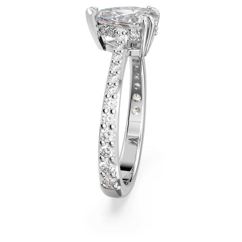 swarovski stilla cocktail ring  pear cut  pav   white  rhodium plated
