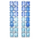 swarovski millenia clip earrings octagon cut color gradient long blue rhodium plated