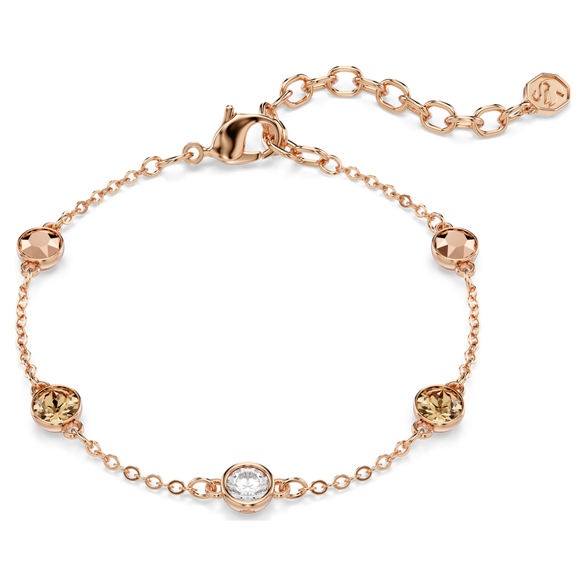 swarovski imber bracelet  round cut  multicolored  18k rose gold finish