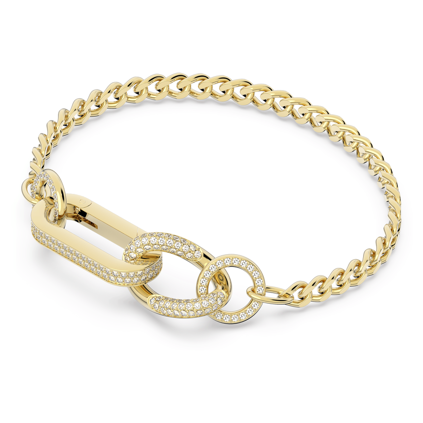 swarovski dextera bracelet  pav   mixed links  white  gold tone plated