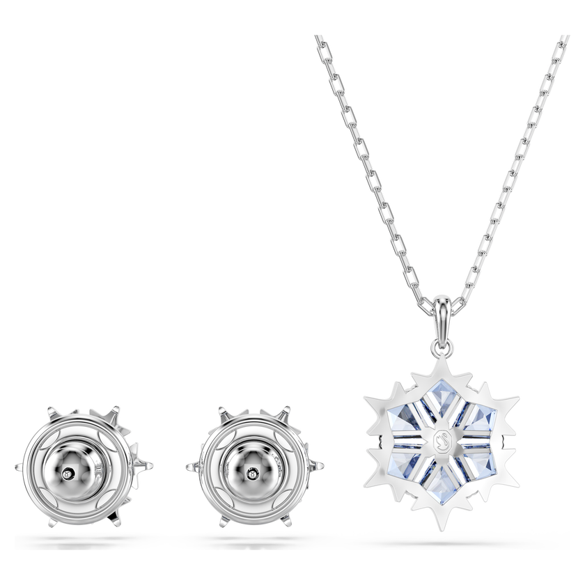 swarovski magic set  snowflake  blue  rhodium plated