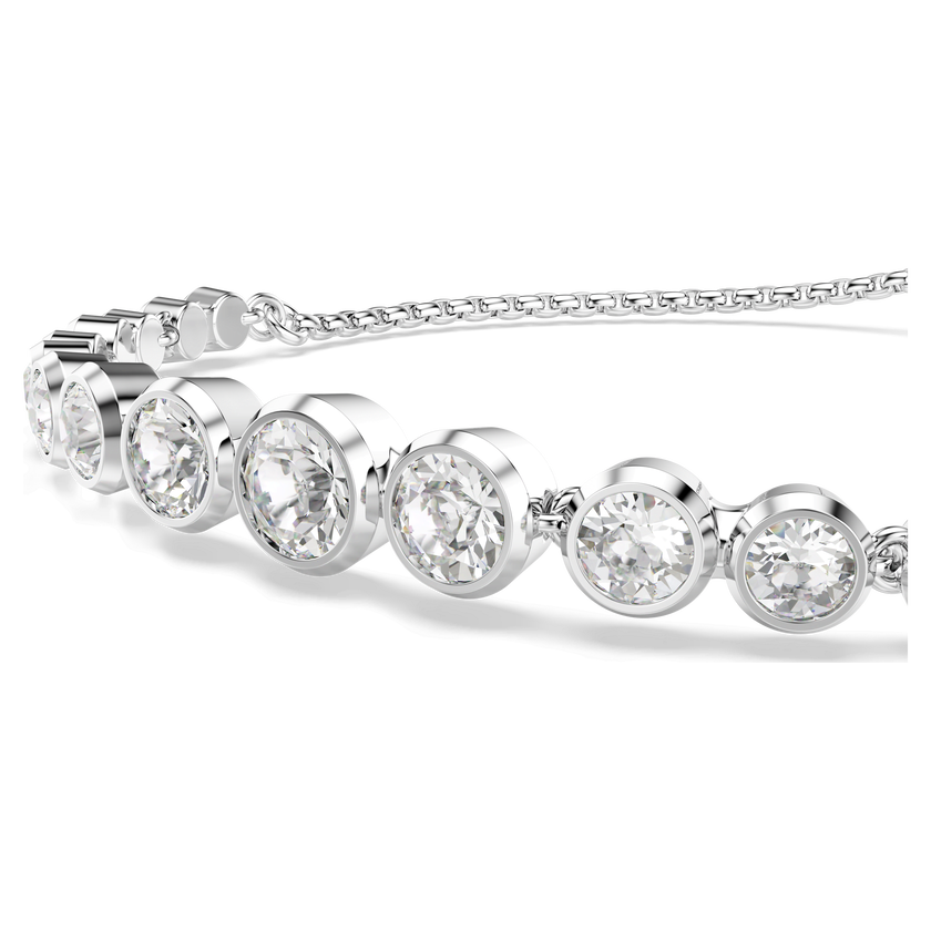 swarovski imber tennis bracelet  mixed round cuts  white  rhodium plated