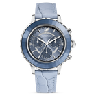 Octea Lux Chrono Watch, Leather strap, Blue, Stainless Steel