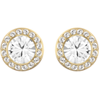 Angelic Stud Pierced Earrings, White, Gold-tone plated